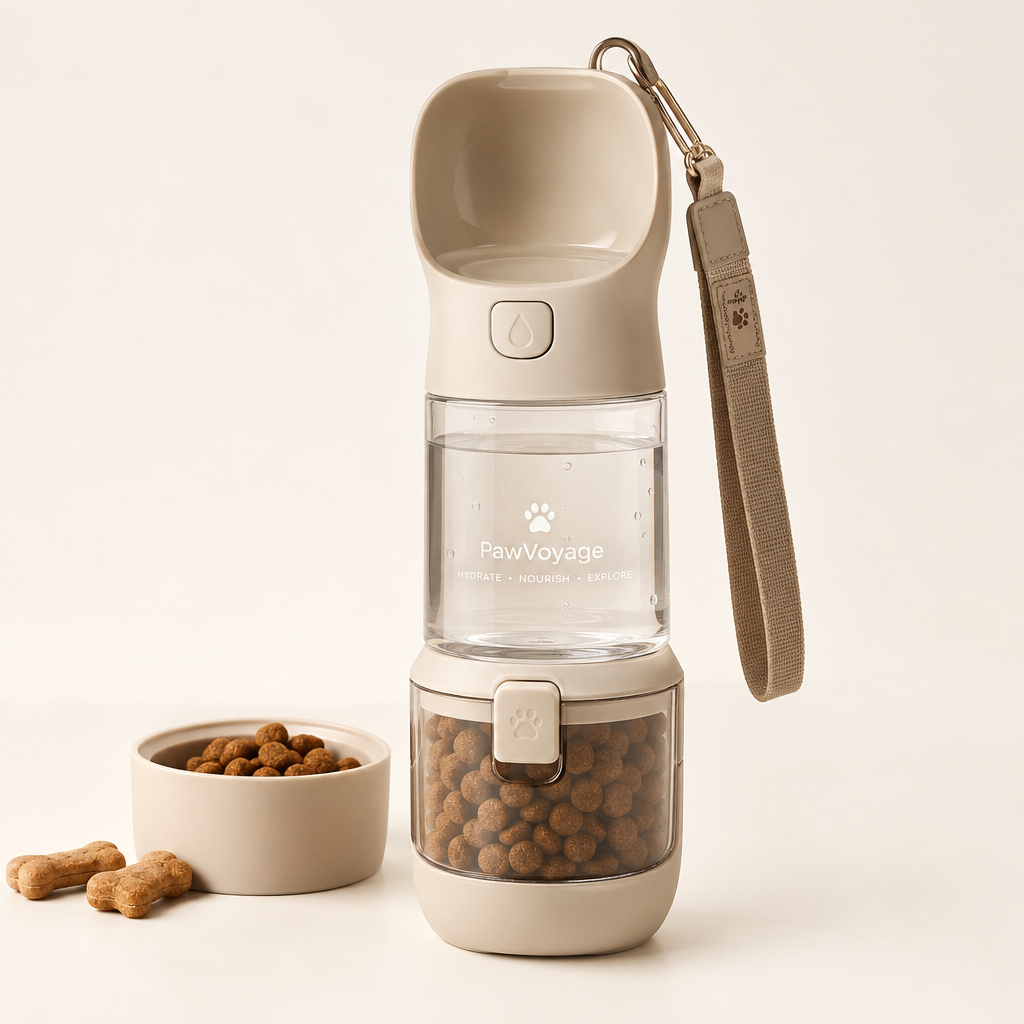 Leak-Proof Portable Dog Water Bottle with Food Compartment