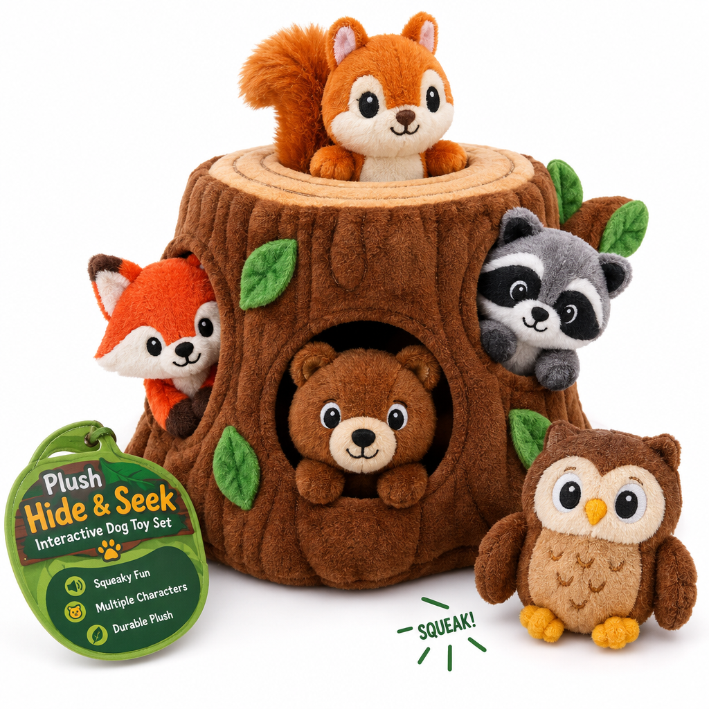 Plush Hide-and-Seek Interactive Squeaky Toy Set